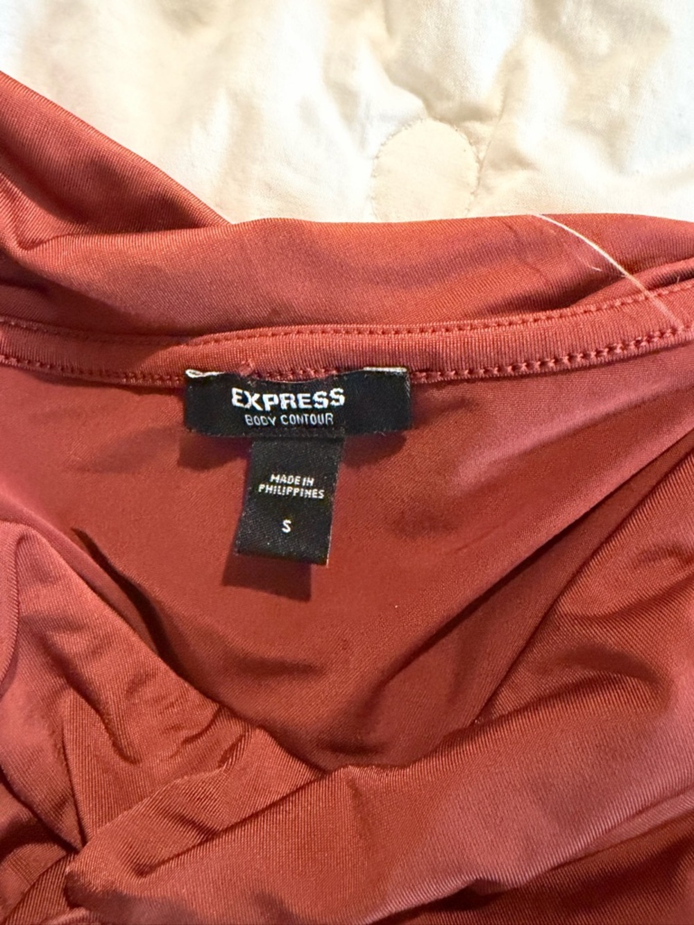Express One-Shoulder Ruffle Crop Top in Rust - Picture 2 of 2